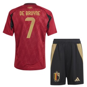 Günstige Fußballtrikots Belgien De Bruyne 7 Kinder Heimtrikot EURO 2024 Kurzarm